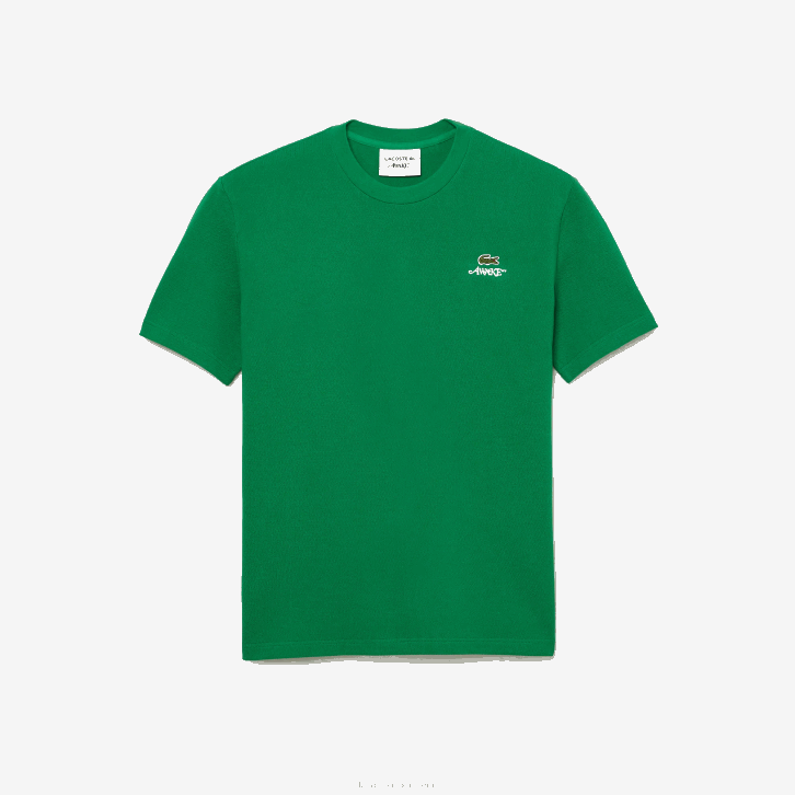 homensverde mee camiseta piquê de algodão com logo lacoste x wake ny 08D0892