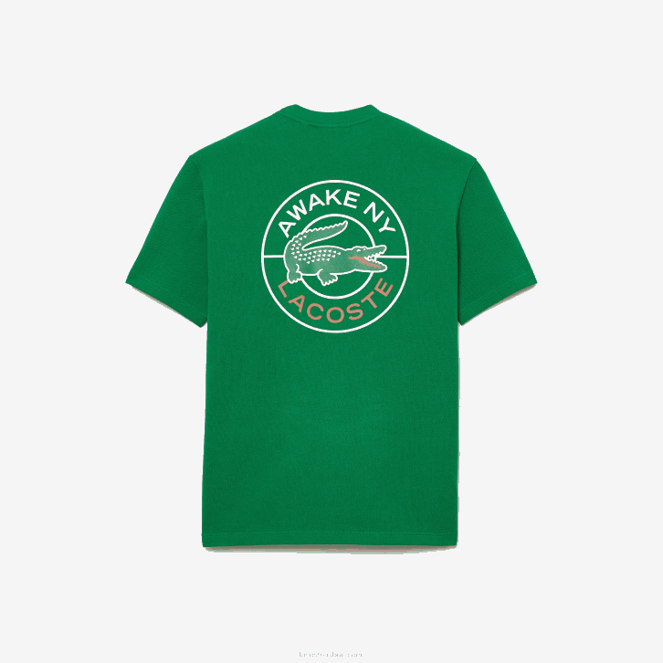 homensverde mee camiseta piquê de algodão com logo lacoste x wake ny 08D0892