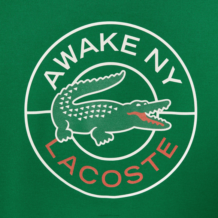 homensverde mee camiseta piquê de algodão com logo lacoste x wake ny 08D0892