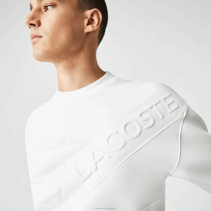 homens Lacoste Nova York branca moletom solto com efeito patchwork 08D0955