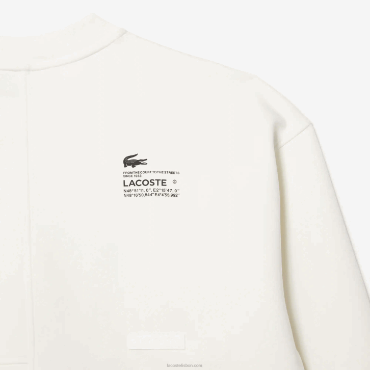 homens Lacoste Nova York branca moletom solto com efeito patchwork 08D0955
