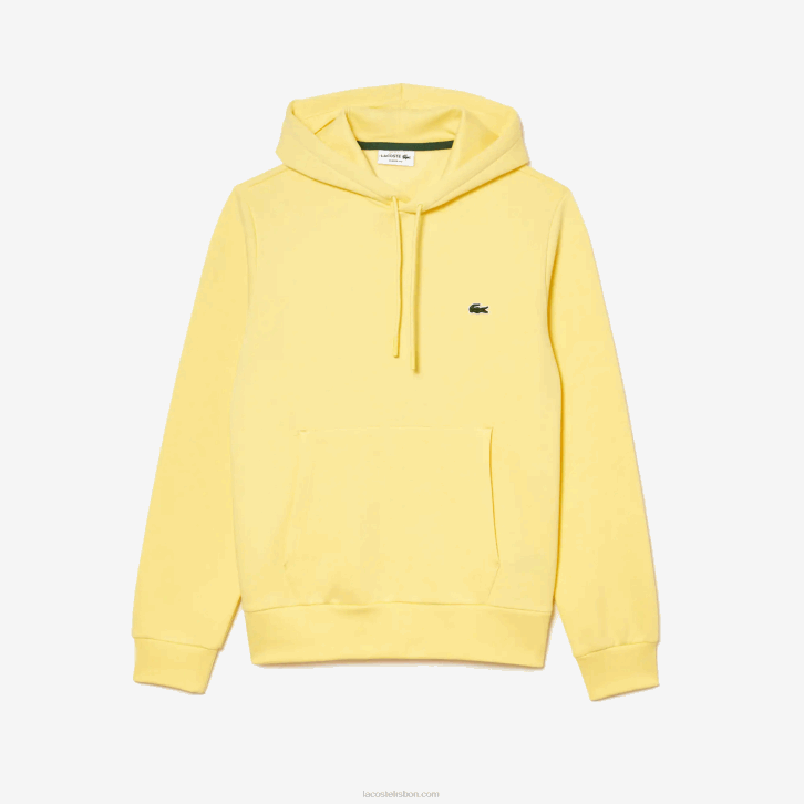 homens Lacoste amarelo 107 moletom com capuz de algodão orgânico 08D0310