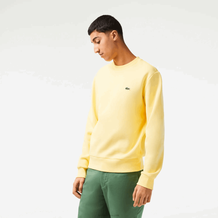 homens Lacoste amarelo 107 moletom de algodão escovado orgânico 08D0271