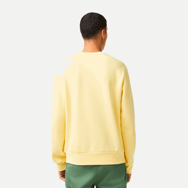 homens Lacoste amarelo 107 moletom de algodão escovado orgânico 08D0271