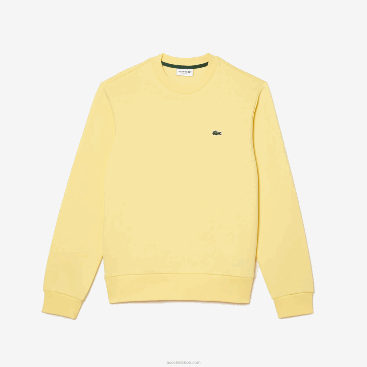 homens Lacoste amarelo 107 moletom de algodão escovado orgânico 08D0271