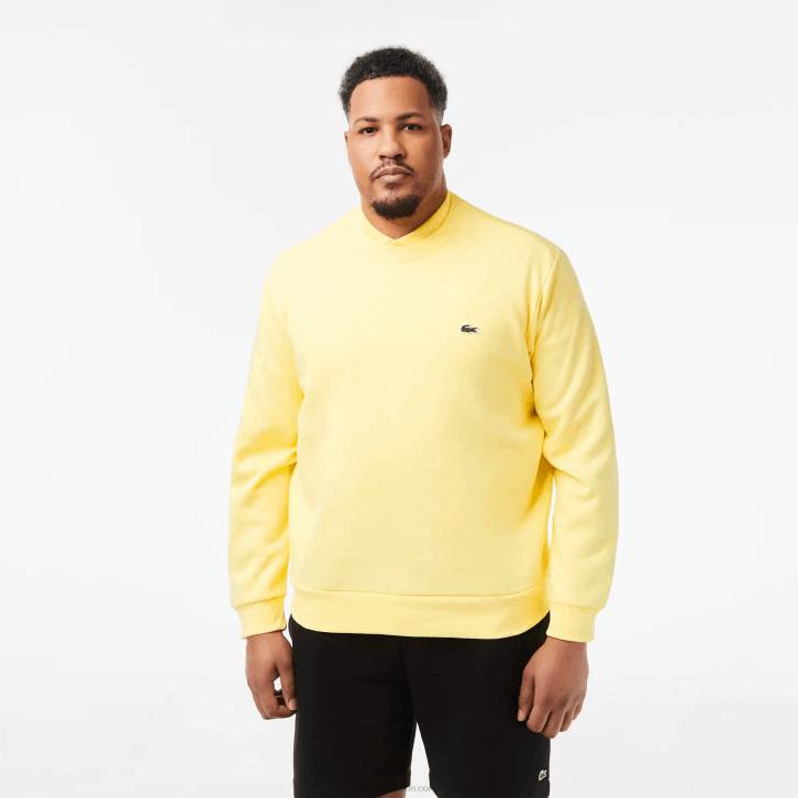 homens Lacoste amarelo 107 moletom de algodão escovado orgânico 08D0271