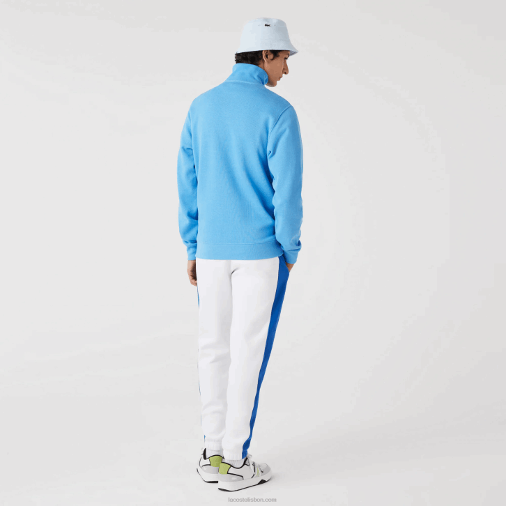 homens Lacoste azul 4x moletom de algodão com gola alta com zíper 08D01184