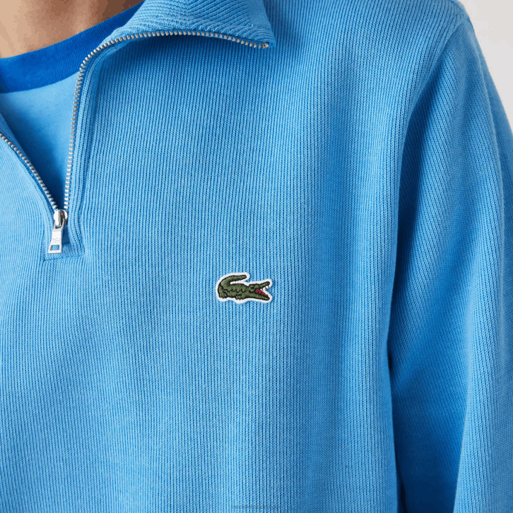 homens Lacoste azul 4x moletom de algodão com gola alta com zíper 08D01184