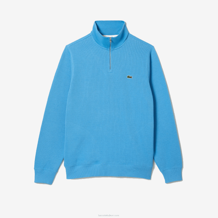 homens Lacoste azul 4x moletom de algodão com gola alta com zíper 08D01184