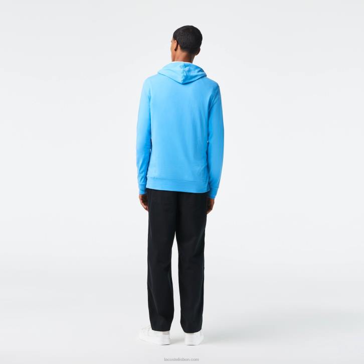 homens Lacoste azul 4x moletom de jérsei de algodão com capuz 08D0623