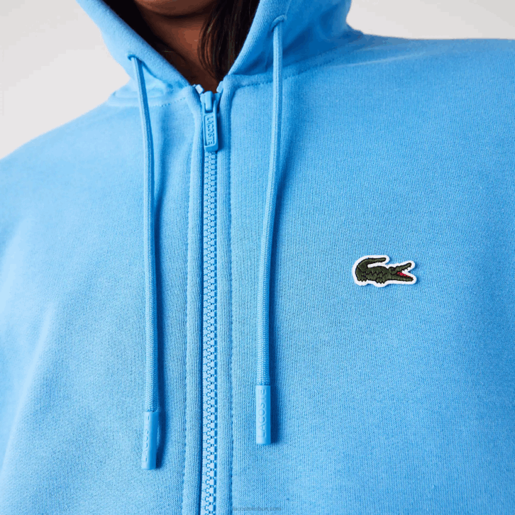 homens Lacoste azul 4x moletom de lã bolso canguru com zíper 08D01047