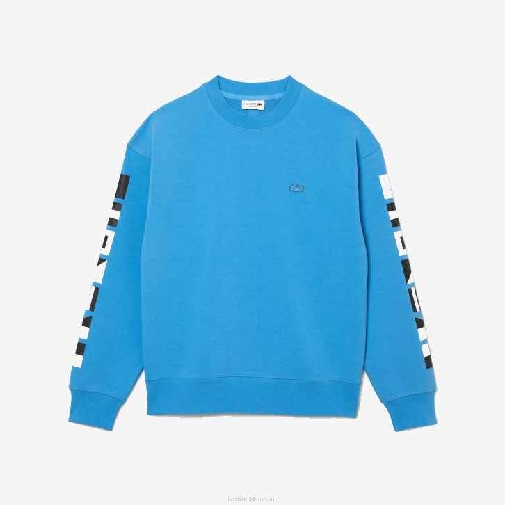 homens Lacoste azul 4x moletom solto com estampa reflexiva 08D0984