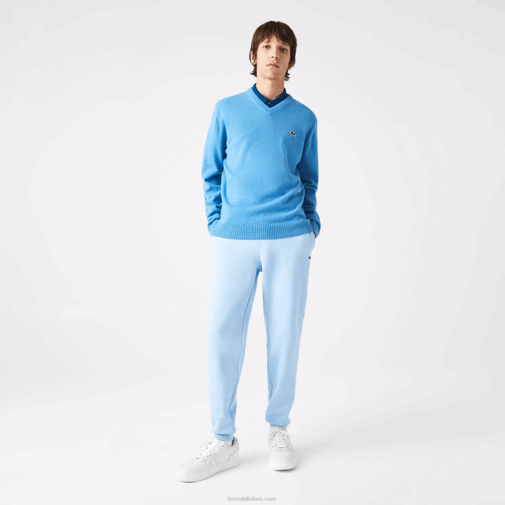 homens Lacoste azul 4x suéter de lã com decote v 08D01553