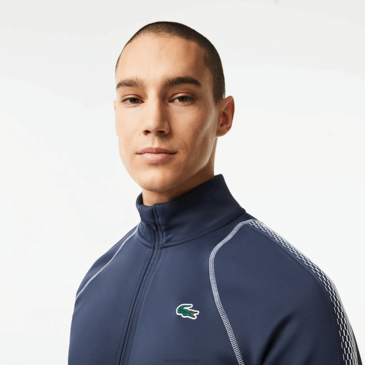 homens Lacoste azul branco c9c tênis x daniil medvedev moletom com zíper 08D0312