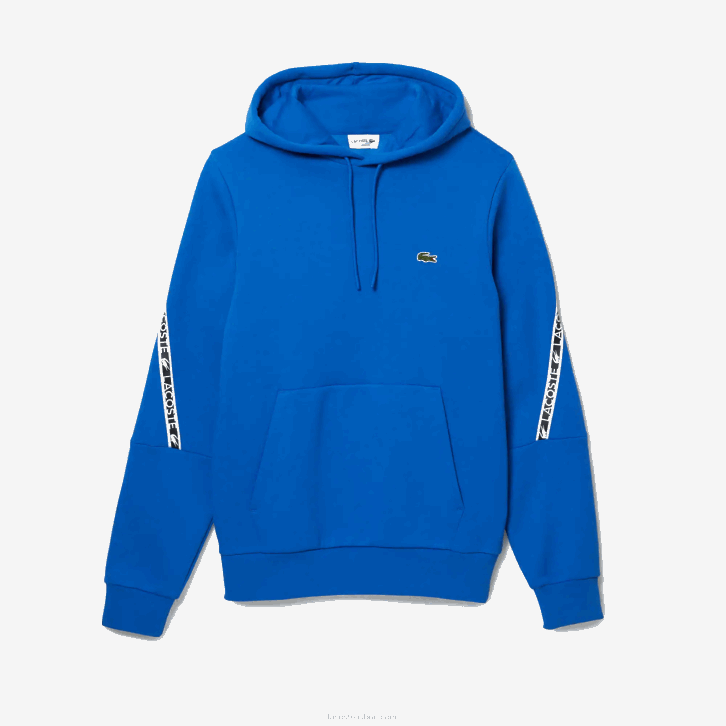 homens Lacoste azul k1q moletom com capuz de bandas estampadas de ajuste clássico 08D01282