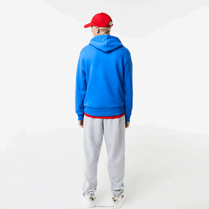 homens Lacoste azul k1q moletom com capuz estampado com efeito cômico 08D01134