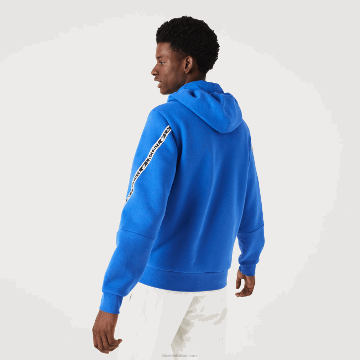 homens Lacoste azul k1q moletom com zíper com capuz de bandas impressas 08D01241