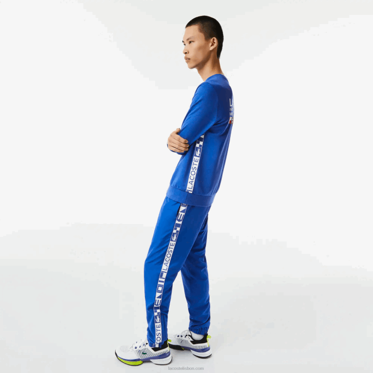 homens Lacoste azul k1q moletom de tênis estampado esporte 08D01057