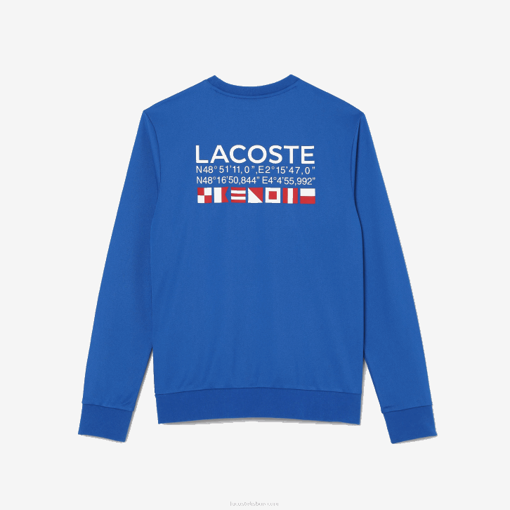 homens Lacoste azul k1q moletom de tênis estampado esporte 08D01057