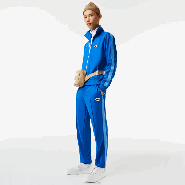 homens Lacoste azul k1q moletom piquet com zíper e gola alta regular fit 08D01017
