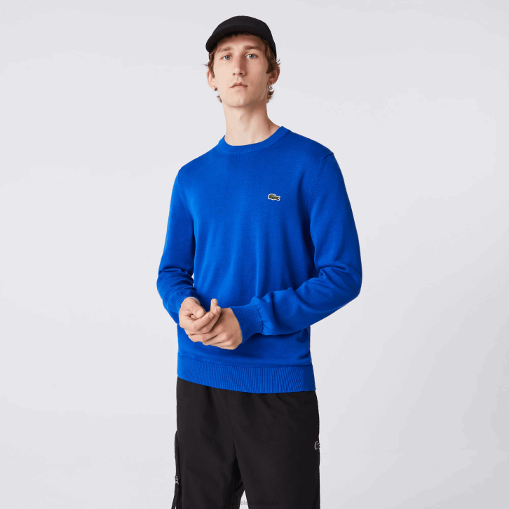 homens Lacoste azul k1q suéter de gola redonda de algodão orgânico 08D01491
