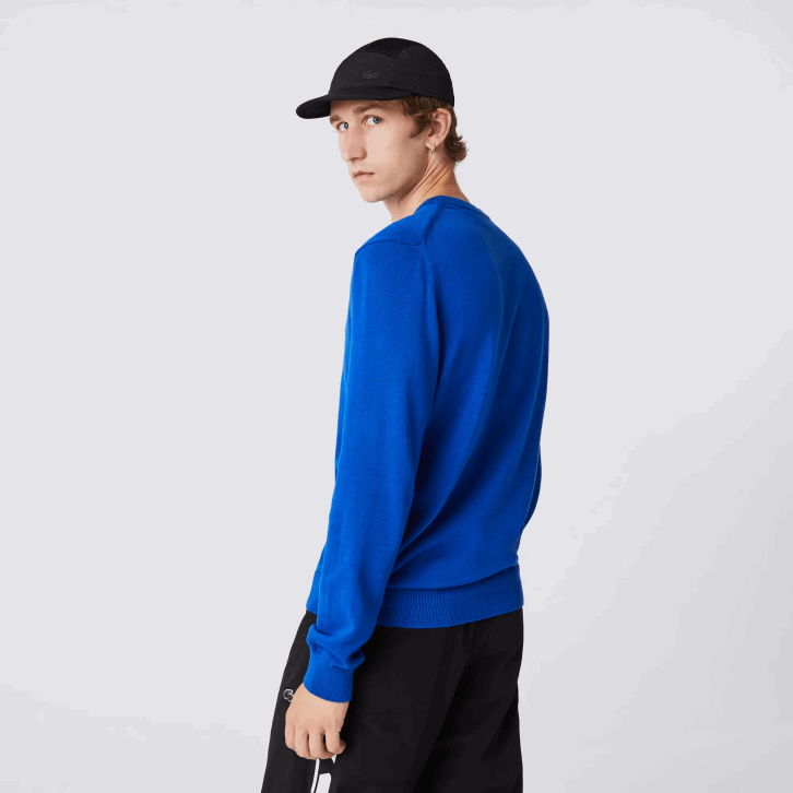 homens Lacoste azul k1q suéter de gola redonda de algodão orgânico 08D01491
