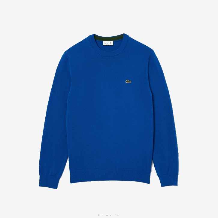 homens Lacoste azul k1q suéter de gola redonda de algodão orgânico 08D01491