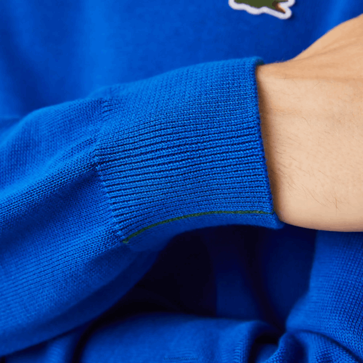 homens Lacoste azul k1q suéter de gola redonda de algodão orgânico 08D01491