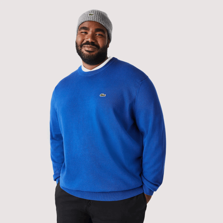 homens Lacoste azul k1q suéter de gola redonda de algodão orgânico 08D01491
