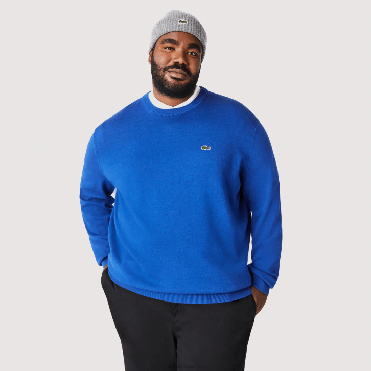 homens Lacoste azul k1q suéter de gola redonda de algodão orgânico 08D01491