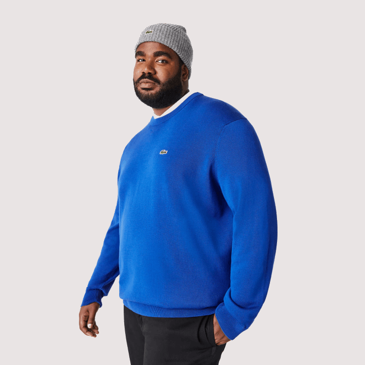 homens Lacoste azul k1q suéter de gola redonda de algodão orgânico 08D01491
