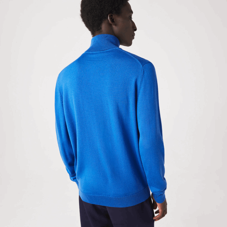 homens Lacoste azul k1q suéter de lã merino gola alta 08D01594