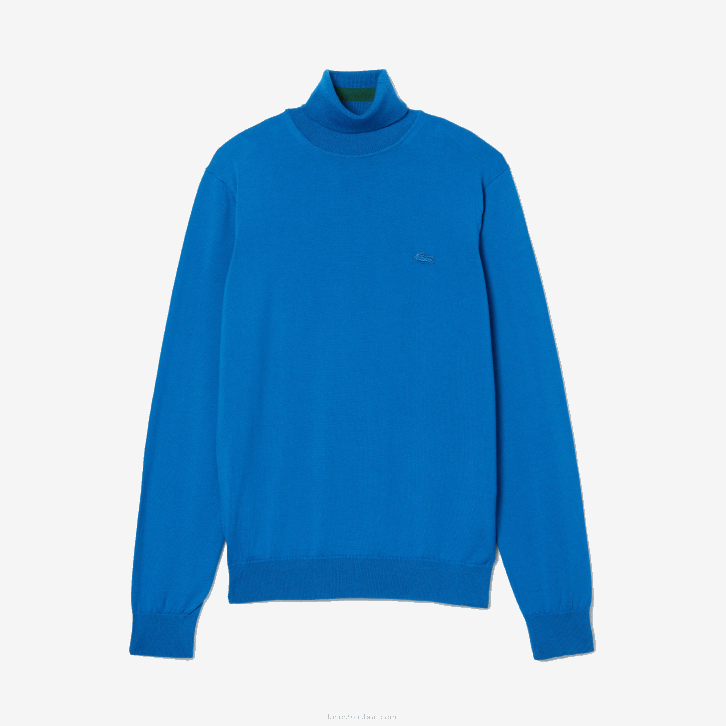 homens Lacoste azul k1q suéter de lã merino gola alta 08D01594