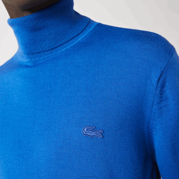 homens Lacoste azul k1q suéter de lã merino gola alta 08D01594