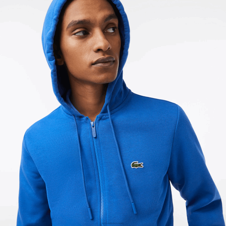 homens Lacoste azul kxb moletom de lã bolso canguru com zíper 08D0298