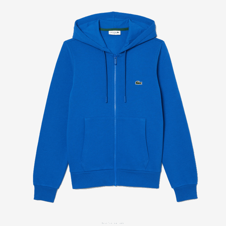 homens Lacoste azul kxb moletom de lã bolso canguru com zíper 08D0298