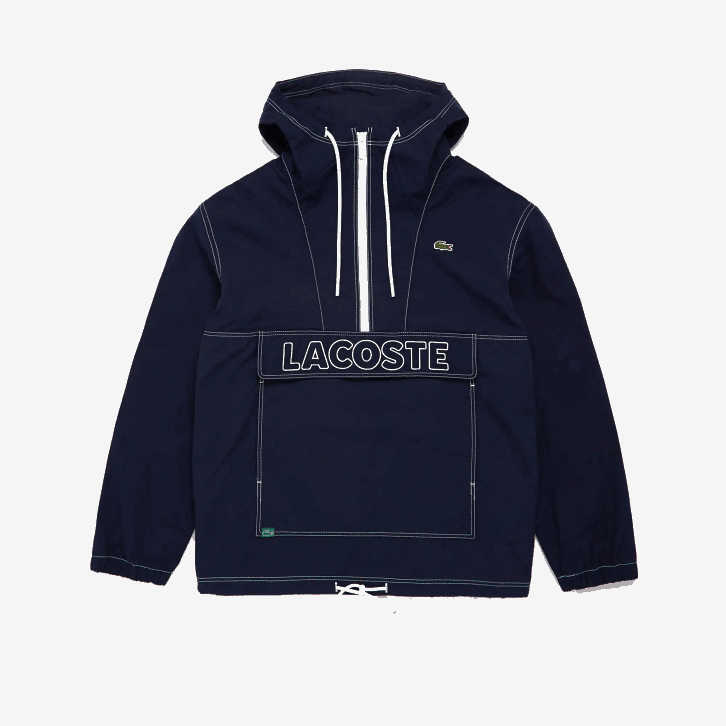 homens Lacoste azul marinho 166 camisola com capuz de lona resistente à água Heritage 08D01653