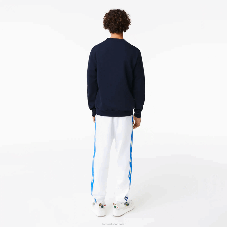 homens Lacoste azul marinho 166 camisola de algodão orgânico distintivo 08D0988