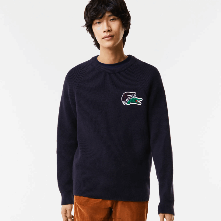 homens Lacoste azul marinho 166 camisola de crocodilo 08D01380