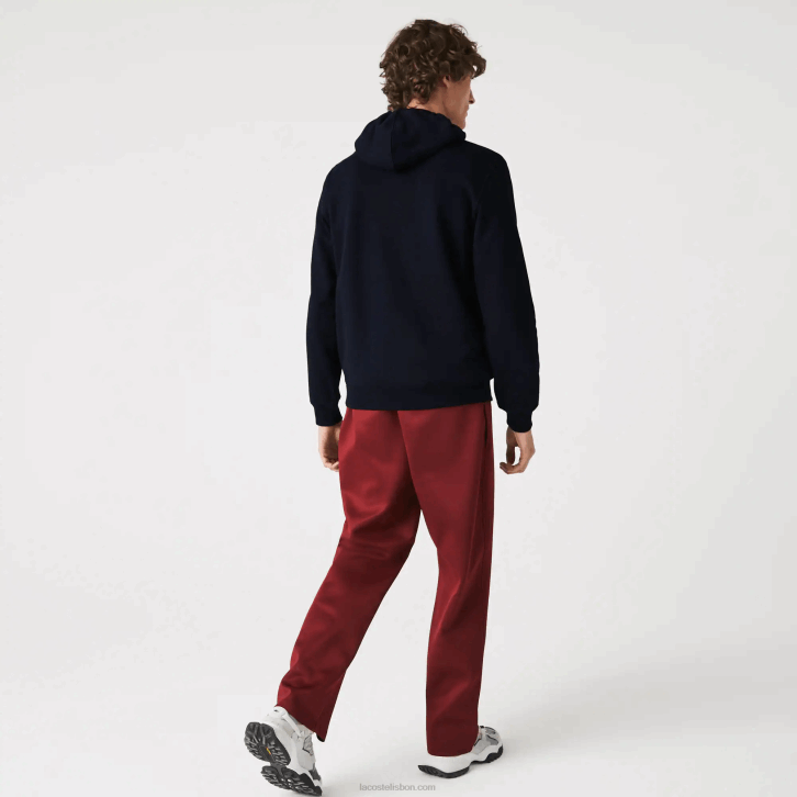 homens Lacoste azul marinho 166 flâmulas l badge moletom de lã de algodão com capuz 08D01100