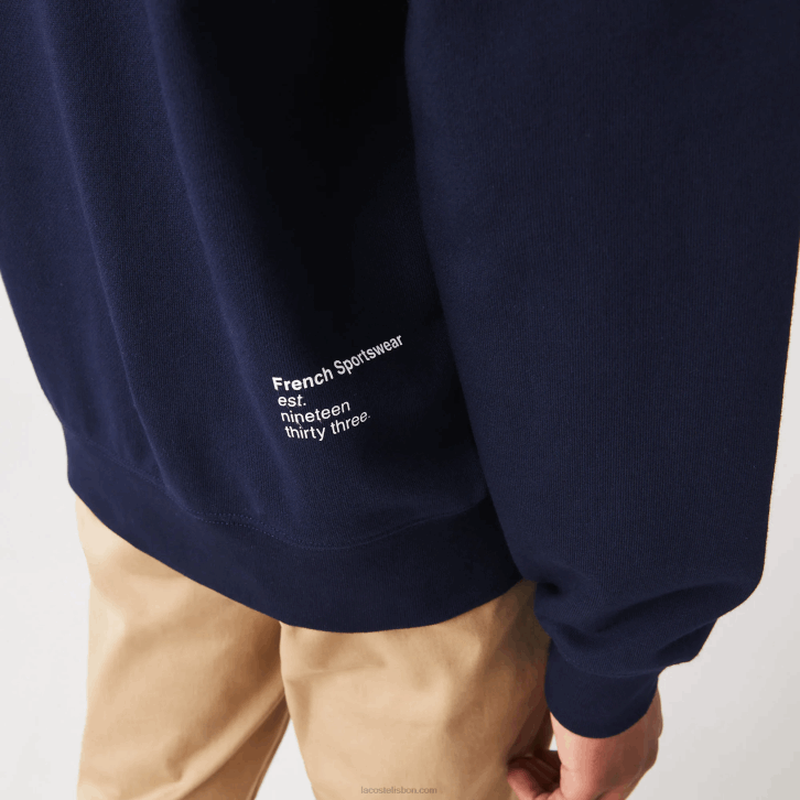 homens Lacoste azul marinho 166 moletom com capuz sólido de ajuste clássico 08D0359