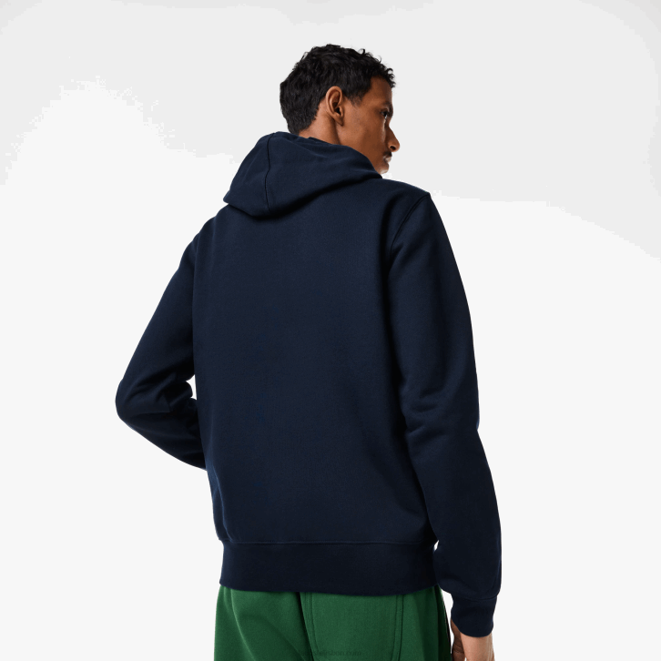 homens Lacoste azul marinho 166 moletom com zíper de lã não escovada 08D0320