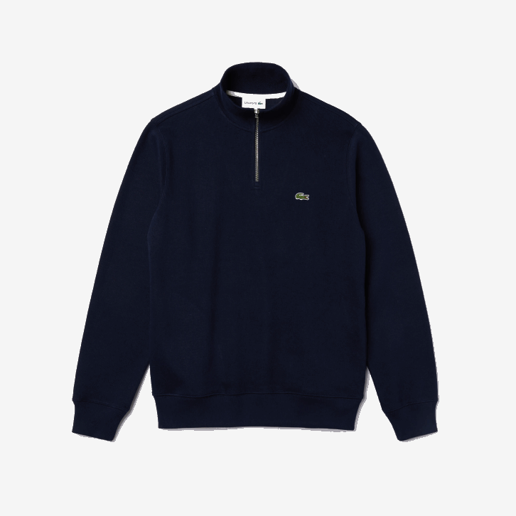 homens Lacoste azul marinho 166 moletom de algodão com gola alta com zíper 08D0951