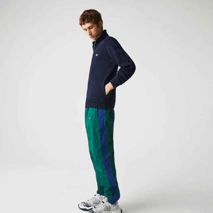 homens Lacoste azul marinho 166 moletom de algodão com gola alta com zíper 08D0951