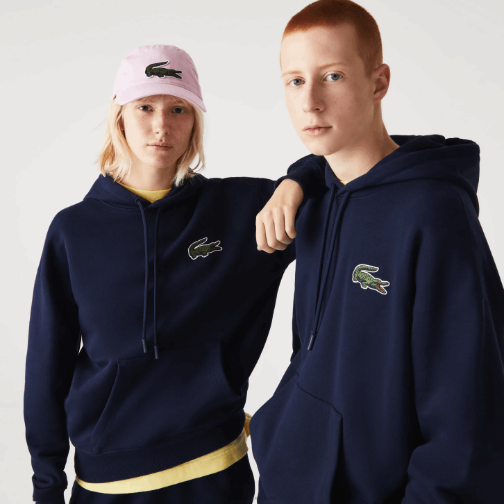 homens Lacoste azul marinho 166 moletom de algodão orgânico com capuz de ajuste solto 08D0366