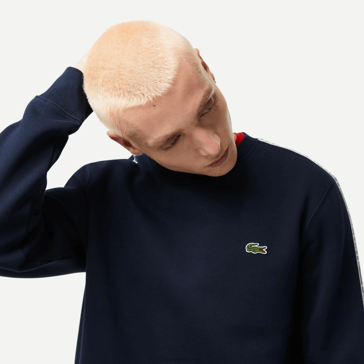 homens Lacoste azul marinho 166 moletom de flanela com logo fit clássico 08D0291