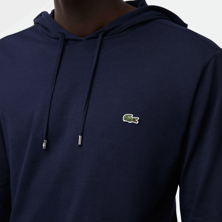 homens Lacoste azul marinho 166 moletom de jérsei de algodão com capuz 08D0737
