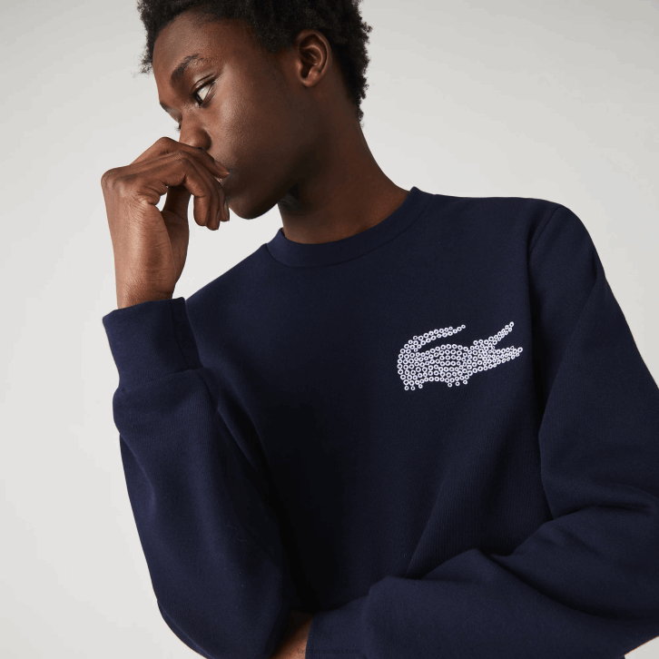 homens Lacoste azul marinho 166 moletom de lã de algodão orgânico made in france 08D01181