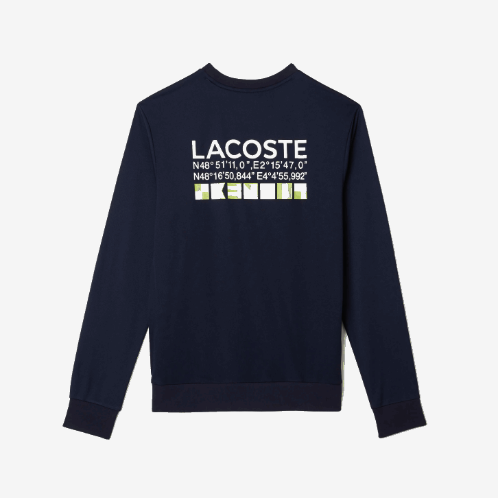 homens Lacoste azul marinho 166 moletom de tênis estampado esporte 08D01055