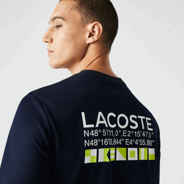 homens Lacoste azul marinho 166 moletom de tênis estampado esporte 08D01055